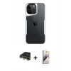 MARSİLYAN™- iPhone 14 Pro Max Kılıf Akış Çizgi Koleksiyonu - Siyah Bilvis 3D Mat Cam Ekran Koruyucu + Raze Metal Kamera Lens - GD