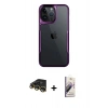 MARSİLYAN™- iPhone 14 Pro Max Kılıf Akış Çizgi Koleksiyonu - Siyah Bilvis 3D Mat Cam Ekran Koruyucu + Raze Metal Kamera Lens - GD