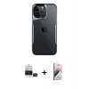 MARSİLYAN™- iPhone 14 Pro Max Kılıf Akış Çizgi Koleksiyonu - Siyah Bilvis 3D Mat Cam Ekran Koruyucu + Siyah Bilvis Titan Kamera Lens