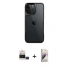 MARSİLYAN™- iPhone 14 Pro Max Kılıf Akış Çizgi Koleksiyonu - Siyah Bilvis 3D Mat Cam Ekran Koruyucu + Siyah Bilvis Titan Kamera Lens