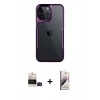 MARSİLYAN™- iPhone 14 Pro Max Kılıf Akış Çizgi Koleksiyonu - Siyah Bilvis 3D Mat Cam Ekran Koruyucu + Siyah Bilvis Titan Kamera Lens
