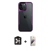 MARSİLYAN™- iPhone 14 Pro Max Kılıf Akış Çizgi Koleksiyonu - Siyah Bilvis 3D Mat Cam Ekran Koruyucu + Turuncu PVD Metal Kamera Lens