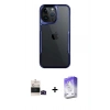 MARSİLYAN™- iPhone 14 Pro Max Kılıf Akış Çizgi Koleksiyonu - Siyah Bilvis 5in1 3D Magic Cam Ekran Koruyucu + Bilvis Titan Kamera Lens - SH