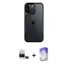 MARSİLYAN™- iPhone 14 Pro Max Kılıf Akış Çizgi Koleksiyonu - Siyah Bilvis 5in1 3D Magic Cam Ekran Koruyucu + Bilvis Titan Kamera Lens - GD
