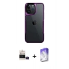 MARSİLYAN™- iPhone 14 Pro Max Kılıf Akış Çizgi Koleksiyonu - Siyah Bilvis 5in1 3D Magic Cam Ekran Koruyucu + Bilvis Titan Kamera Lens - SH