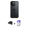 MARSİLYAN™- iPhone 14 Pro Max Kılıf Akış Çizgi Koleksiyonu - Siyah Bilvis 5in1 3D Magic Cam Ekran Koruyucu + Raze Metal Kamera Lens - GS