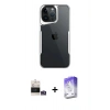 MARSİLYAN™- iPhone 14 Pro Max Kılıf Akış Çizgi Koleksiyonu - Siyah Bilvis 5in1 3D Magic Cam Ekran Koruyucu + Bilvis Titan Kamera Lens - GS