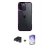 MARSİLYAN™- iPhone 14 Pro Max Kılıf Akış Çizgi Koleksiyonu - Siyah Bilvis 5in1 3D Magic Cam Ekran Koruyucu + Raze Metal Kamera Lens - GS