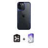 MARSİLYAN™- iPhone 14 Pro Max Kılıf Akış Çizgi Koleksiyonu - Siyah Bilvis 5in1 3D Magic Cam Ekran Koruyucu + Turuncu PVD Metal Kamera Lens