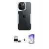MARSİLYAN™- iPhone 14 Pro Max Kılıf Akış Çizgi Koleksiyonu - Siyah Bilvis 5in1 3D Magic Cam Ekran Koruyucu + Bilvis Titan Kamera Lens - DNMR