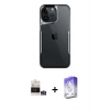 MARSİLYAN™- iPhone 14 Pro Max Kılıf Akış Çizgi Koleksiyonu - Siyah Bilvis 5in1 3D Magic Cam Ekran Koruyucu + Bilvis Titan Kamera Lens - GS