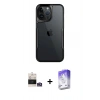 MARSİLYAN™- iPhone 14 Pro Max Kılıf Akış Çizgi Koleksiyonu - Siyah Bilvis 5in1 3D Magic Cam Ekran Koruyucu + Bilvis Titan Kamera Lens - GS