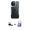 MARSİLYAN™- iPhone 14 Pro Max Kılıf Akış Çizgi Koleksiyonu - Siyah Bilvis 5in1 5D Magic Hayalet Cam Ekran Koruyucu + Bilvis Titan Kamera Lens - SH