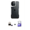 MARSİLYAN™- iPhone 14 Pro Max Kılıf Akış Çizgi Koleksiyonu - Siyah Bilvis 5in1 5D Magic Hayalet Cam Ekran Koruyucu + Bilvis Titan Kamera Lens - GS