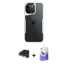 MARSİLYAN™- iPhone 14 Pro Max Kılıf Akış Çizgi Koleksiyonu - Siyah Bilvis 5in1 5D Magic Hayalet Cam Ekran Koruyucu + Raze Metal Kamera Lens - GS