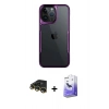 MARSİLYAN™- iPhone 14 Pro Max Kılıf Akış Çizgi Koleksiyonu - Siyah Bilvis 5in1 5D Magic Hayalet Cam Ekran Koruyucu + Raze Metal Kamera Lens - GD