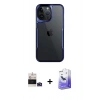 MARSİLYAN™- iPhone 14 Pro Max Kılıf Akış Çizgi Koleksiyonu - Siyah Bilvis 5in1 5D Magic Hayalet Cam Ekran Koruyucu + Derin Mor Bilvis Titan Kamera Lens