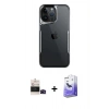 MARSİLYAN™- iPhone 14 Pro Max Kılıf Akış Çizgi Koleksiyonu - Siyah Bilvis 5in1 5D Magic Hayalet Cam Ekran Koruyucu + Bilvis Titan Kamera Lens - SH