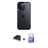 MARSİLYAN™- iPhone 14 Pro Max Kılıf Akış Çizgi Koleksiyonu - Siyah Bilvis 5in1 5D Magic Hayalet Cam Ekran Koruyucu + Raze Metal Kamera Lens - GD