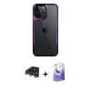 MARSİLYAN™- iPhone 14 Pro Max Kılıf Akış Çizgi Koleksiyonu - Siyah Bilvis 5in1 5D Magic Hayalet Cam Ekran Koruyucu + Raze Metal Kamera Lens - GS