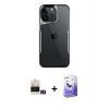MARSİLYAN™- iPhone 14 Pro Max Kılıf Akış Çizgi Koleksiyonu - Siyah Bilvis 5in1 5D Magic Hayalet Cam Ekran Koruyucu + Bilvis Titan Kamera Lens - GD
