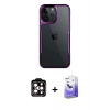 MARSİLYAN™- iPhone 14 Pro Max Kılıf Akış Çizgi Koleksiyonu - Siyah Bilvis 5in1 5D Magic Hayalet Cam Ekran Koruyucu + PVD Metal Kamera Lens - TU