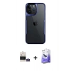 MARSİLYAN™- iPhone 14 Pro Max Kılıf Akış Çizgi Koleksiyonu - Siyah Bilvis 5in1 5D Magic Hayalet Cam Ekran Koruyucu + Bilvis Titan Kamera Lens - GS