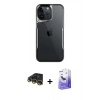 MARSİLYAN™- iPhone 14 Pro Max Kılıf Akış Çizgi Koleksiyonu - Siyah Bilvis 5in1 5D Magic Hayalet Cam Ekran Koruyucu + Raze Metal Kamera Lens - GD