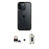 MARSİLYAN™- iPhone 14 Pro Max Kılıf Akış Çizgi Koleksiyonu - Siyah Bilvis Hayalet Cam Ekran Koruyucu + Bilvis Titan Kamera Lens - SH