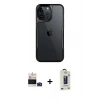MARSİLYAN™- iPhone 14 Pro Max Kılıf Akış Çizgi Koleksiyonu - Siyah Bilvis Hayalet Cam Ekran Koruyucu + Bilvis Titan Kamera Lens - DNMR