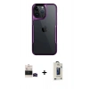 MARSİLYAN™- iPhone 14 Pro Max Kılıf Akış Çizgi Koleksiyonu - Siyah Bilvis Hayalet Cam Ekran Koruyucu + Bilvis Titan Kamera Lens - SH