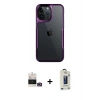MARSİLYAN™- iPhone 14 Pro Max Kılıf Akış Çizgi Koleksiyonu - Siyah Bilvis Hayalet Cam Ekran Koruyucu + Bilvis Titan Kamera Lens - GD
