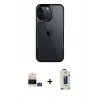 MARSİLYAN™- iPhone 14 Pro Max Kılıf Akış Çizgi Koleksiyonu - Siyah Bilvis Hayalet Cam Ekran Koruyucu + Bilvis Titan Kamera Lens - GD