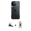 MARSİLYAN™- iPhone 14 Pro Max Kılıf Akış Çizgi Koleksiyonu - Siyah Bilvis Hayalet Cam Ekran Koruyucu + Gümüş Bilvis Titan Kamera Lens