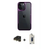 MARSİLYAN™- iPhone 14 Pro Max Kılıf Akış Çizgi Koleksiyonu - Siyah Bilvis Hayalet Cam Ekran Koruyucu + Raze Metal Kamera Lens - GD