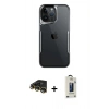MARSİLYAN™- iPhone 14 Pro Max Kılıf Akış Çizgi Koleksiyonu - Siyah Bilvis Hayalet Cam Ekran Koruyucu + Raze Metal Kamera Lens - GD