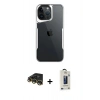 MARSİLYAN™- iPhone 14 Pro Max Kılıf Akış Çizgi Koleksiyonu - Siyah Bilvis Hayalet Cam Ekran Koruyucu + Raze Metal Kamera Lens - GD