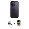MARSİLYAN™- iPhone 14 Pro Max Kılıf Akış Çizgi Koleksiyonu - Siyah Buffer Cam Ekran Koruyucu + Bilvis Titan Kamera Lens - GD