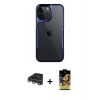 MARSİLYAN™- iPhone 14 Pro Max Kılıf Akış Çizgi Koleksiyonu - Siyah Buffer Cam Ekran Koruyucu + Raze Metal Kamera Lens - GS