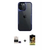 MARSİLYAN™- iPhone 14 Pro Max Kılıf Akış Çizgi Koleksiyonu - Siyah Buffer Cam Ekran Koruyucu + Siyah Bilvis Titan Kamera Lens