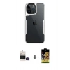 MARSİLYAN™- iPhone 14 Pro Max Kılıf Akış Çizgi Koleksiyonu - Siyah Buffer Cam Ekran Koruyucu + Siyah Bilvis Titan Kamera Lens