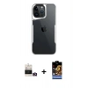 MARSİLYAN™- iPhone 14 Pro Max Kılıf Akış Çizgi Koleksiyonu - Siyah Buffer Hayalet Cam Ekran Koruyucu + Bilvis Titan Kamera Lens - GD