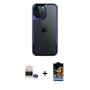 MARSİLYAN™- iPhone 14 Pro Max Kılıf Akış Çizgi Koleksiyonu - Siyah Buffer Hayalet Cam Ekran Koruyucu + Bilvis Titan Kamera Lens - GD