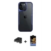 MARSİLYAN™- iPhone 14 Pro Max Kılıf Akış Çizgi Koleksiyonu - Siyah Buffer Hayalet Cam Ekran Koruyucu + Raze Metal Kamera Lens - GS