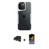 MARSİLYAN™- iPhone 14 Pro Max Kılıf Akış Çizgi Koleksiyonu - Siyah Buffer Hayalet Cam Ekran Koruyucu + Raze Metal Kamera Lens - GS