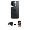 MARSİLYAN™- iPhone 14 Pro Max Kılıf Akış Çizgi Koleksiyonu - Siyah Buffer Hayalet Cam Ekran Koruyucu + Raze Metal Kamera Lens - GD