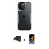 MARSİLYAN™- iPhone 14 Pro Max Kılıf Akış Çizgi Koleksiyonu - Siyah Buffer Hayalet Cam Ekran Koruyucu + Raze Metal Kamera Lens - GD