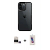 MARSİLYAN™- iPhone 14 Pro Max Kılıf Akış Çizgi Koleksiyonu - Siyah Joko 5D Cam + Bilvis Titan Kamera Lens - GS