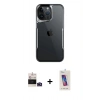 MARSİLYAN™- iPhone 14 Pro Max Kılıf Akış Çizgi Koleksiyonu - Siyah Joko 5D Cam + Bilvis Titan Kamera Lens - DNMR