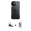 MARSİLYAN™- iPhone 14 Pro Max Kılıf Akış Çizgi Koleksiyonu - Siyah Joko 5D Cam + Bilvis Titan Kamera Lens - GS